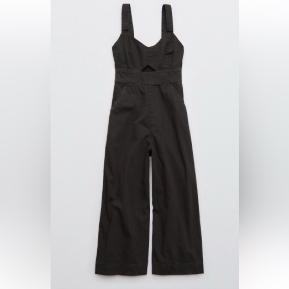 EUC Aerie Charcoal Women's wide leg Jumpsuit size Small ~$65